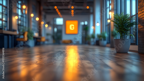 Modern bright office interior with furniture and daylight.Blurred background of a modern office space. Blurred office backdrop.