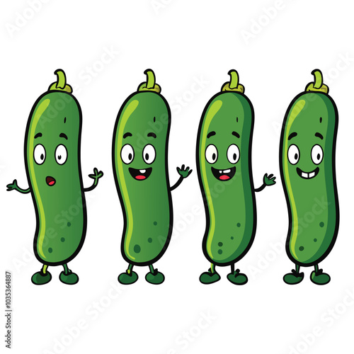 cucumber flat vector illustration clipart isolated on white background