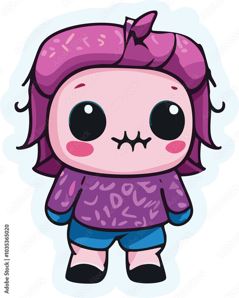 Cartoon Creature in Sticker Style with Street Art Aesthetic Cartoon Creature in Sticker Style with Street Art Aesthetic