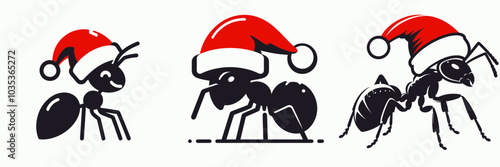 Ant in a Festive Red Santa Hat