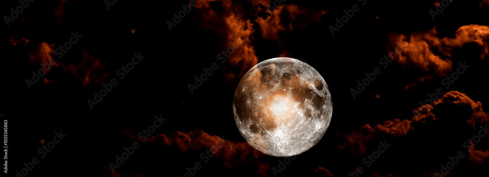 The moon in the night sky