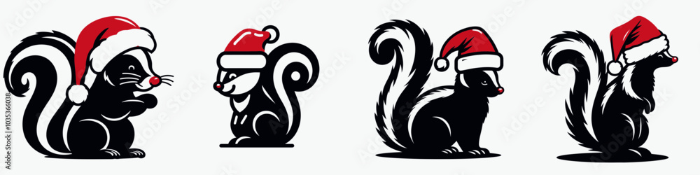 custom made wallpaper toronto digitalSkunk in a Festive Red Santa Hat