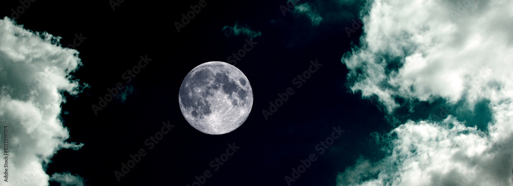 The moon in the night sky