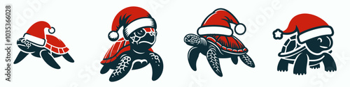 Sea Turtle in Santa Hat A Festive Delight