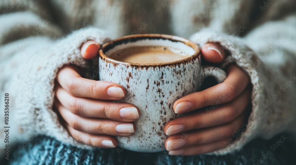 Close-up of Hands Holding a Mug of Coffee Close-up of Hands Holding a Mug of Coffee