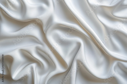 Elegant white silk fabric draped softly on a surface