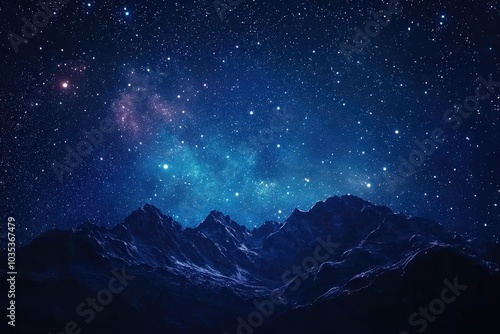 Stary Sky. Night Scape with Starry Background in the Milky Way Galaxy