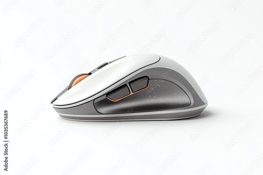Ergonomic wireless computer mouse, white isolated background. Ergonomic wireless computer mouse, white isolated background.