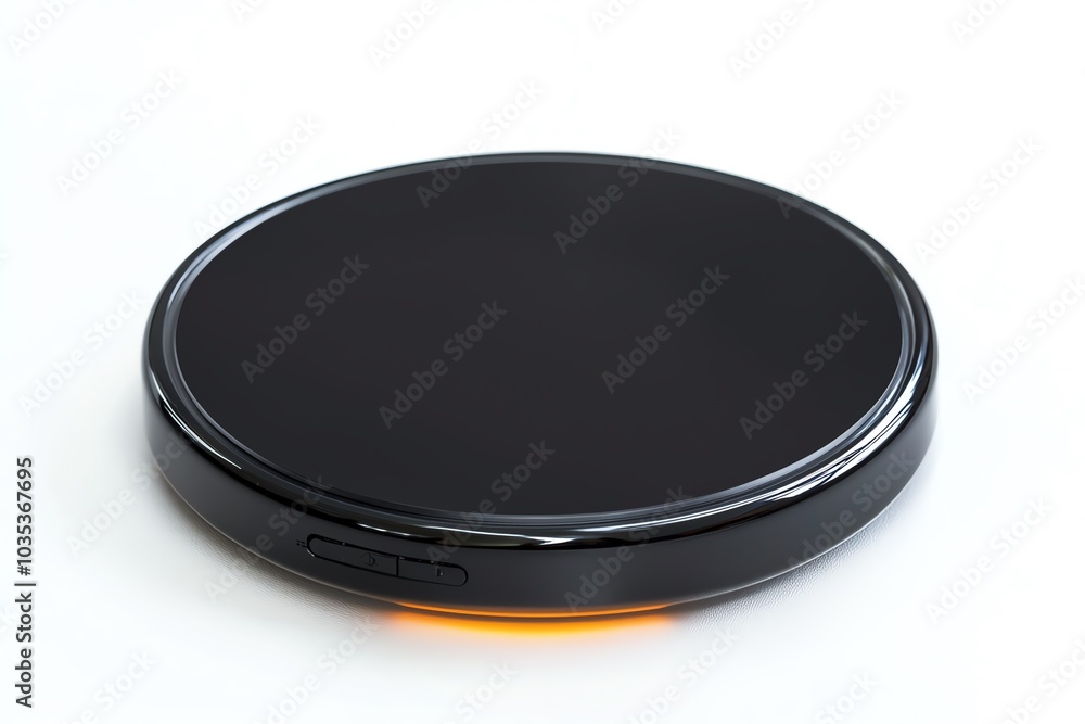 Wireless charger on white isolated background for easy device charging. Wireless charger on white isolated background for easy device charging.