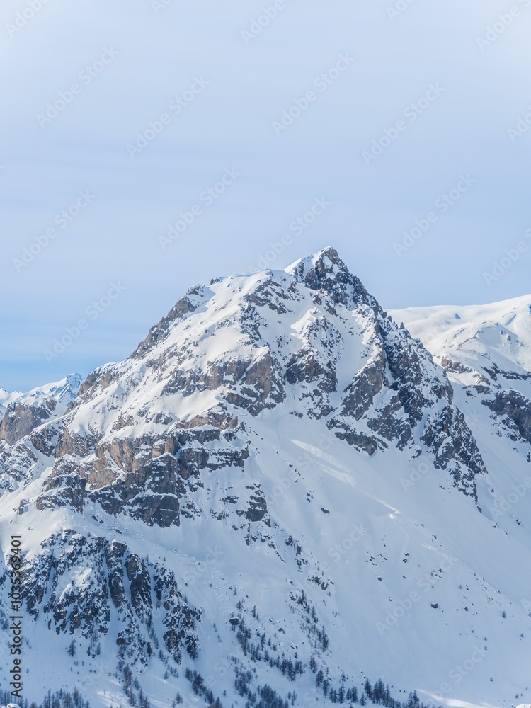 Snowy mountains of Briançon in Serre Chevalier Snowy mountains of Briançon in Serre Chevalier
