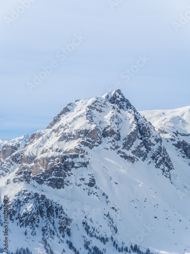 Snowy mountains of Briançon in Serre Chevalier