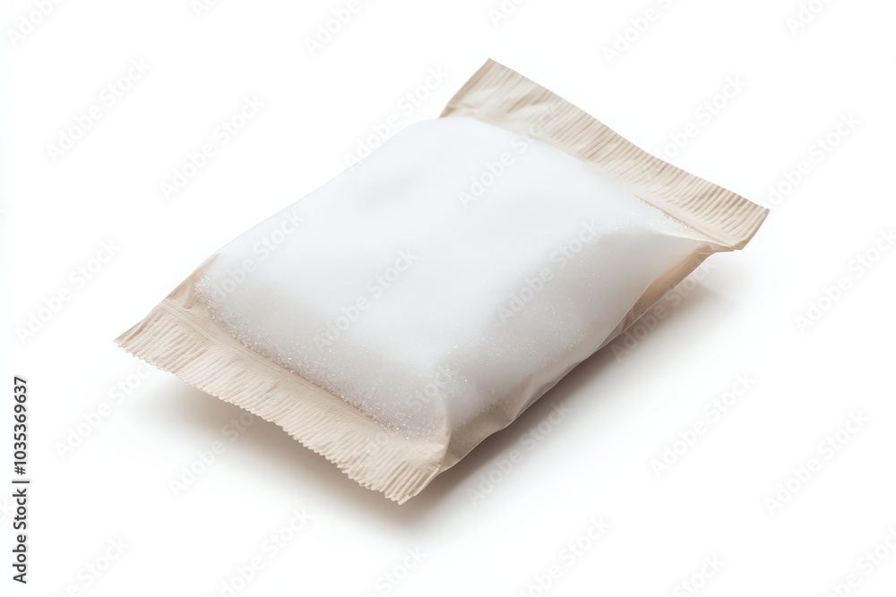 Sugar Packet - Small, White Packet of Sweetener Isolated on White Background Sugar Packet - Small, White Packet of Sweetener Isolated on White Background