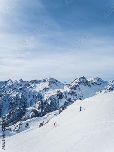 Snowy mountains of Briançon in Serre Chevalier