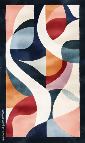 Geometric and Organic Doodle Tile and Carpet Designs with White Borders | Hand-drawn, Abstract, Floral, and Symmetrical Patterns in Soft Pastel and Earth Tones