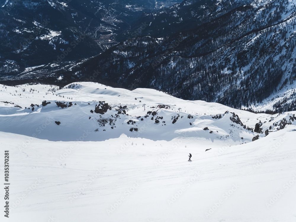 Snowshoeing in Serre Chevalier mountain range Snowshoeing in Serre Chevalier mountain range