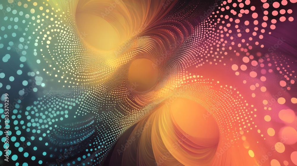 Obraz premium abstract composition featuring a swirling pattern of techno dots against a gradient background.