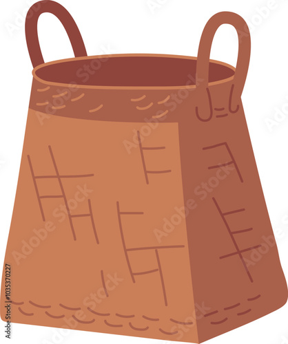 Rural shopping basket. Summer picnic woven basket
