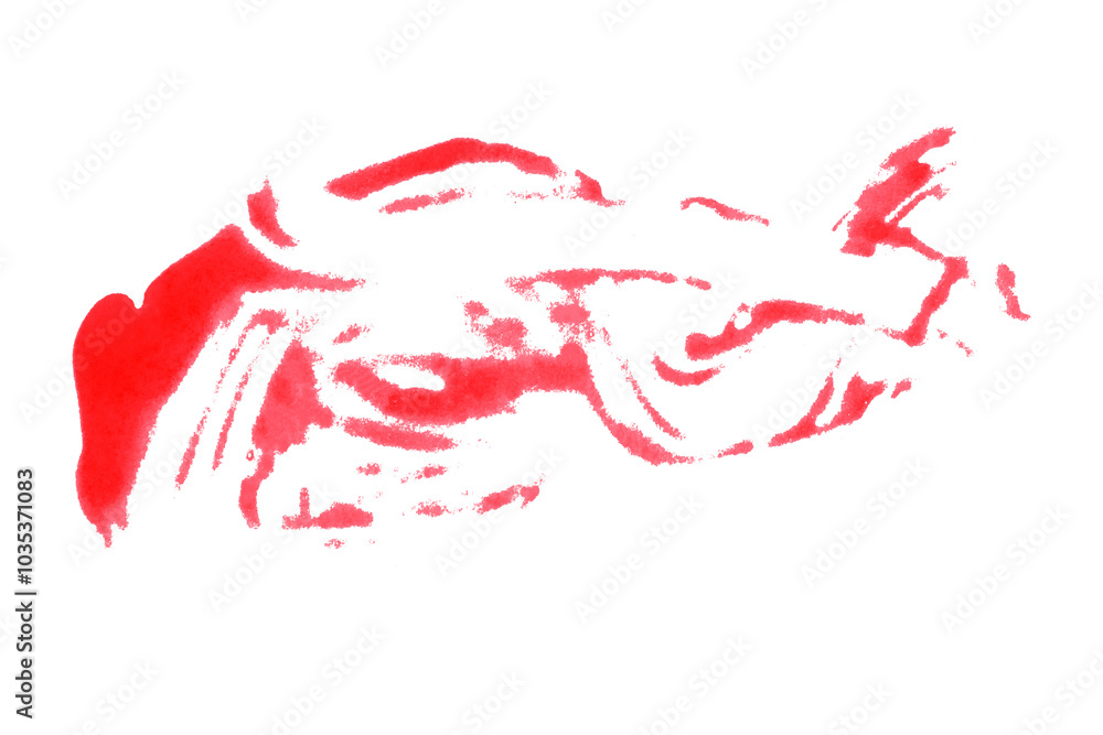 Single red brush stroke on transparent background. Single red brush stroke on transparent background.