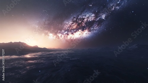 Beautiful view of nebula and milky way, night landscape photo