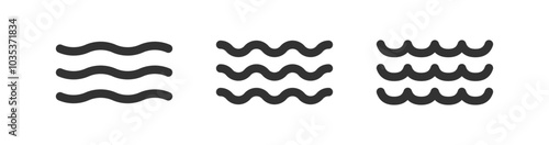 Wave icon. Ocean, sea water. Liquid element.
