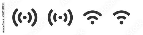 Wifi icon. Wireless signal. Radio wave. Mobile connection. Computer network. Public hotspot.