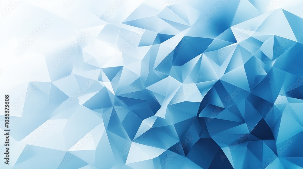 Abstract design with polygonal shapes in varying shades of blue, forming a modern look