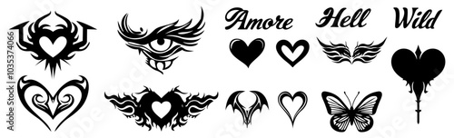 Set of gothic tattoo sticker