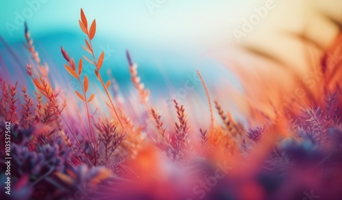 Wallpaper Mural there is a blurry photo of a field of grass and flowers Torontodigital.ca