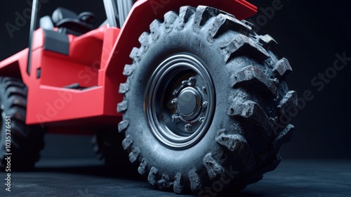 Close-Up 3D Render of Rough Terrain Forklift