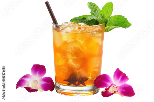Mai Tai Cocktail Isolated on White Background for Bar Menus, Recipes, and Promotional Materials