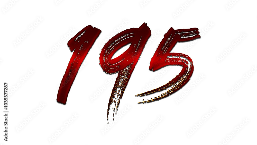 3D blood red number design of 195 on white background. 3D blood red number design of 195 on white background.