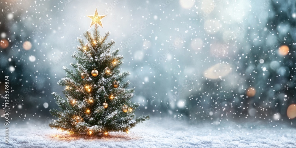 A holiday-themed image of an evergreen tree decorated with twinkling lights and ornaments, standing in a snowy outdoor setting. A holiday-themed image of an evergreen tree decorated with twinkling lights and ornaments, standing in a snowy outdoor setting.
