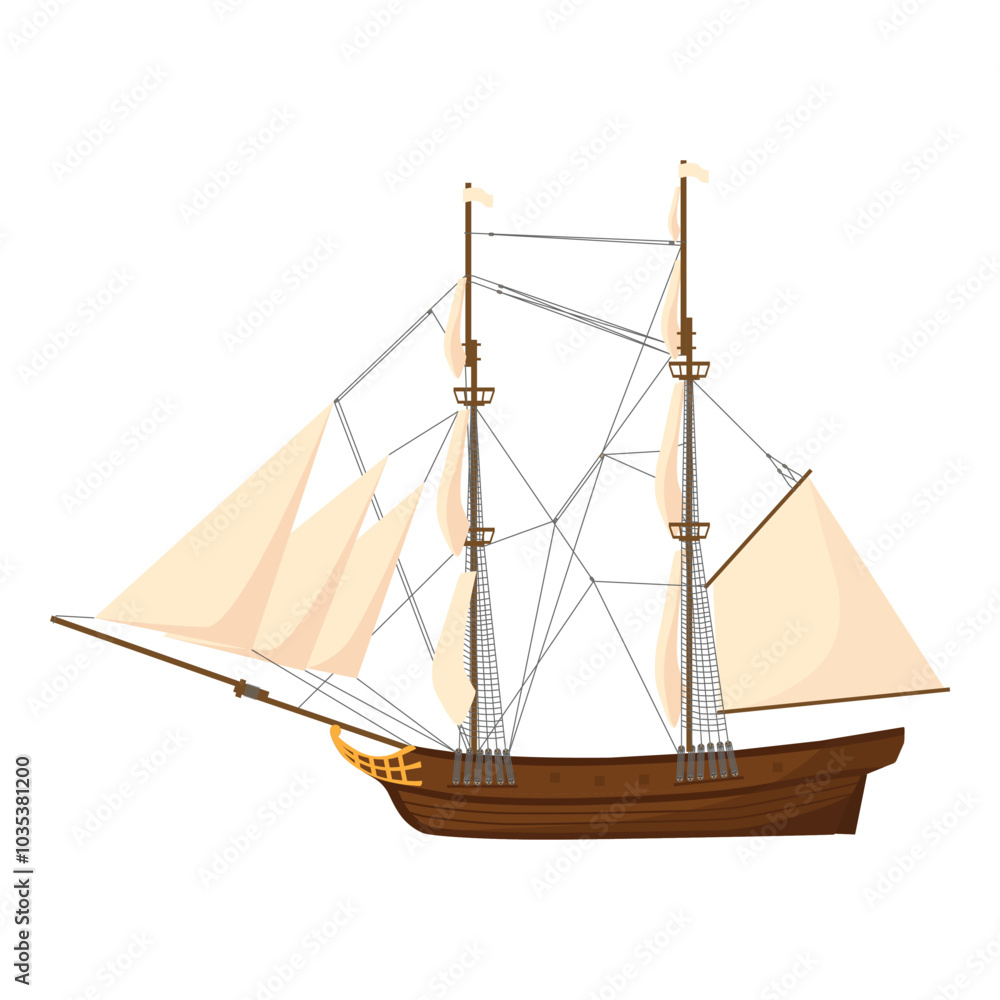 Obraz premium Old wooden ship vector icon