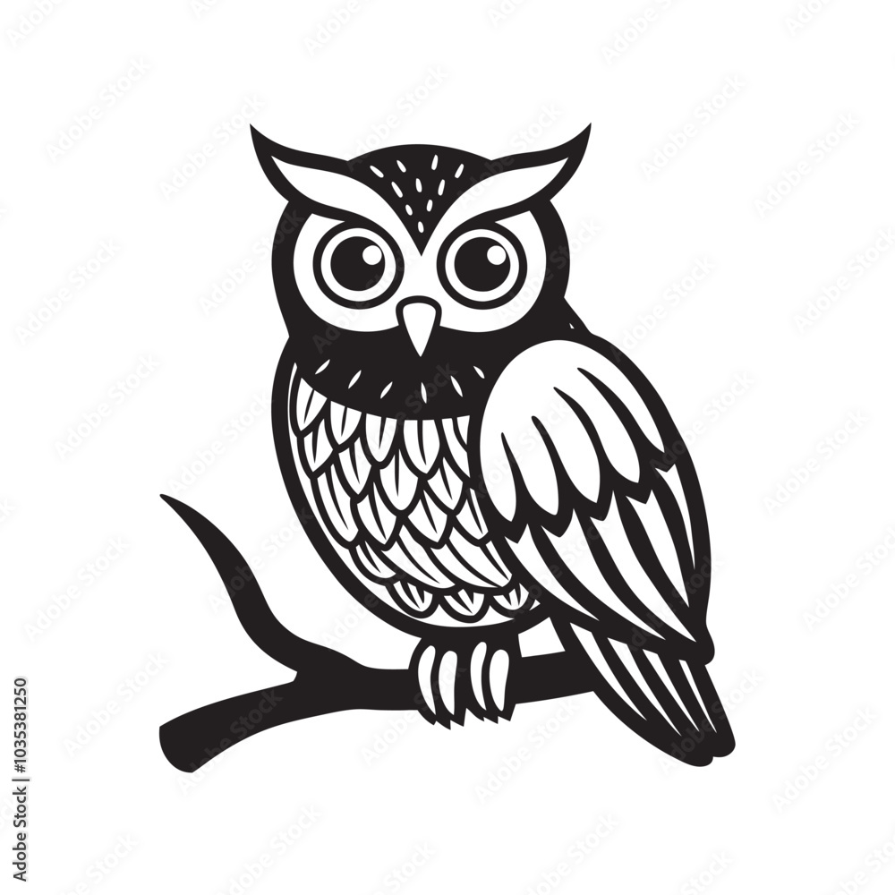 Obraz premium Predatory Owl Silhouette Icon Vector for Forest and Wildlife Branding
