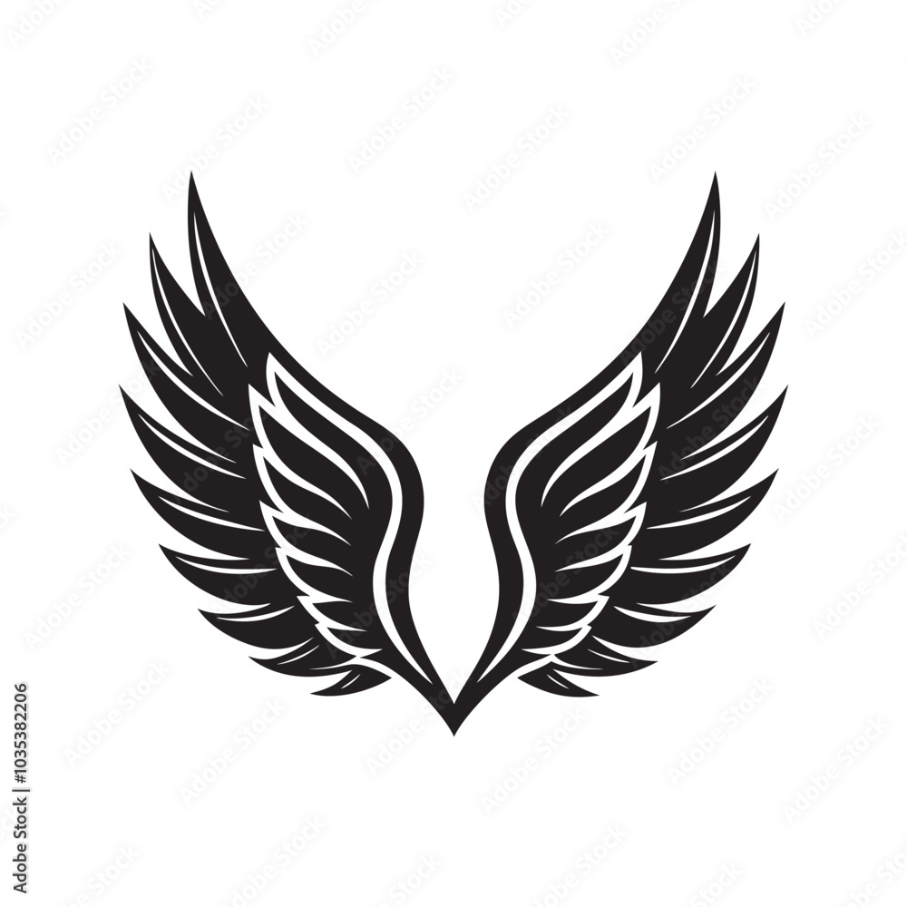 Fototapeta premium Abstract Feathered Wings Silhouette Vector Design