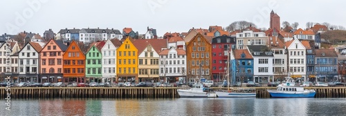 Colorful Traditional Houses on the River in Bergen, Norway, Picturesque Old Town Architecture,