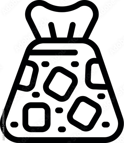 Simple vector illustration of a bag of ice cubes, perfect for representing the treatment of an injury