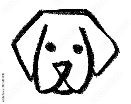 Dog Head Icon Crayon Chalk Drawing Vector