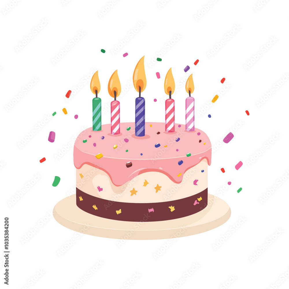 Birthday Cake vector illustration on a white background Birthday Cake vector illustration on a white background