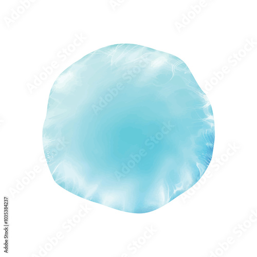 An image of a blue, glossy water-like droplet with a soft, glowing texture.
