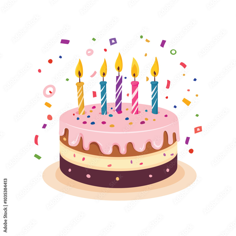 Birthday Cake vector illustration on a white background Birthday Cake vector illustration on a white background