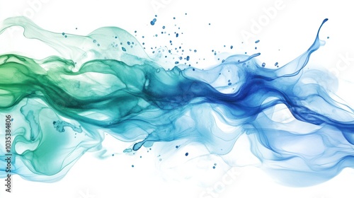 Watercolor splashes in blue and green, forming a fluid and organic abstract pattern