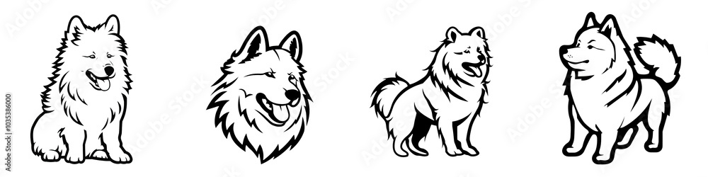 A detailed illustration of a sitting dog, showcasing its fur and features against a clean white background. A detailed illustration of a sitting dog, showcasing its fur and features against a clean white background.