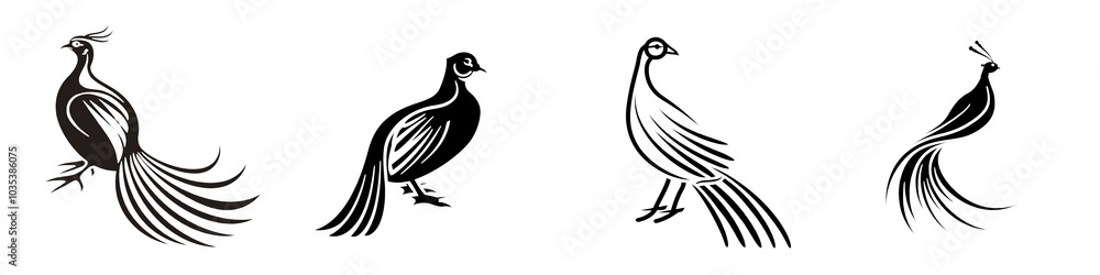 A majestic bird with vibrant plumage standing gracefully against a white background. A majestic bird with vibrant plumage standing gracefully against a white background.