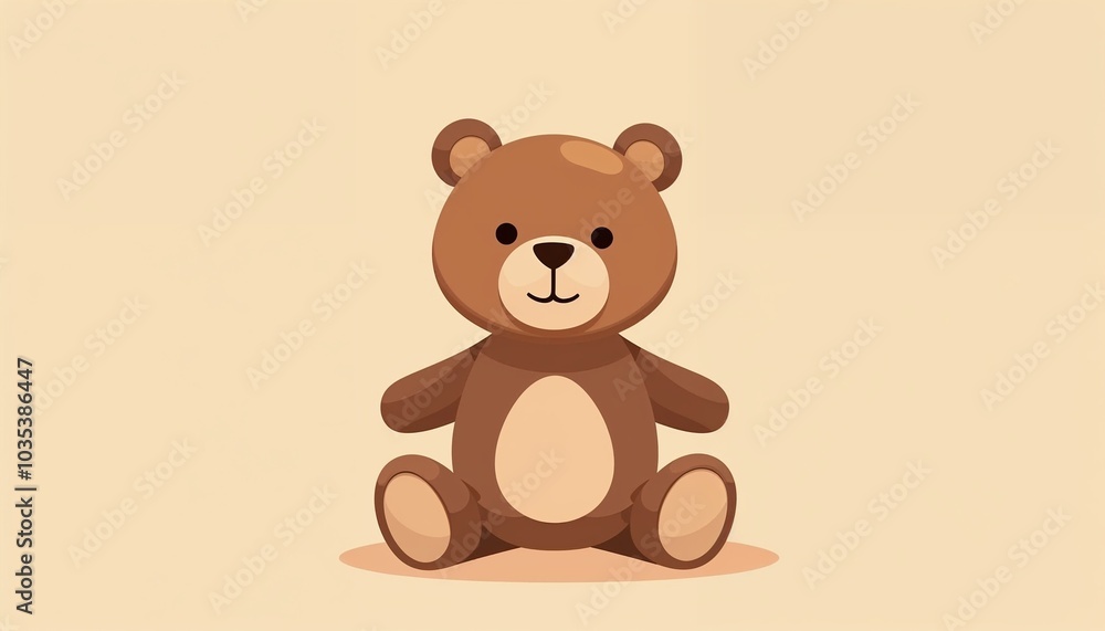 Obraz premium Teddy bear icon, cheerful mood, simple design, soft background, copy space