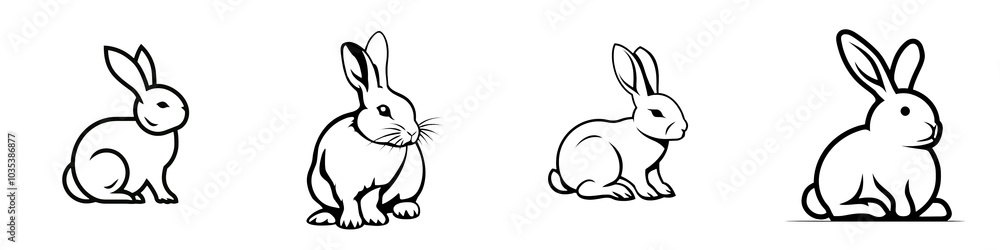 Cute rabbit sitting on a white isolate background, showcasing its fluffy fur and adorable features. Cute rabbit sitting on a white isolate background, showcasing its fluffy fur and adorable features.