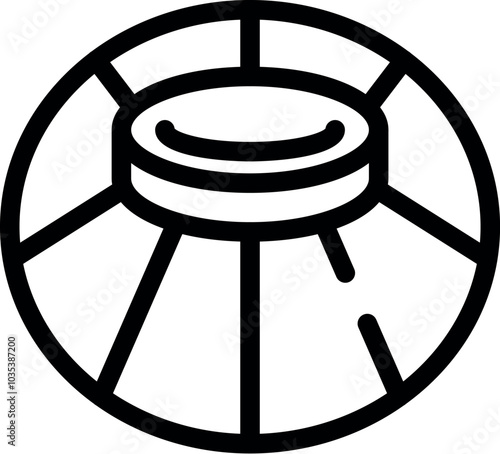 Line art icon of a round water cooler, perfect for representing break rooms and staying hydrated