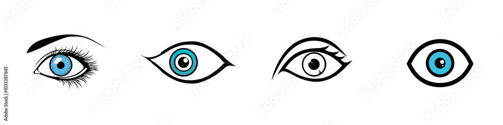 Set of various eye illustrations on a white background. Set of various eye illustrations on a white background.