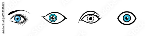 Set of various eye illustrations on a white background.