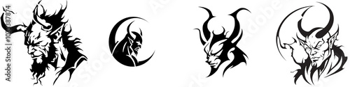 Stylized dragon logo design, black isolate background.